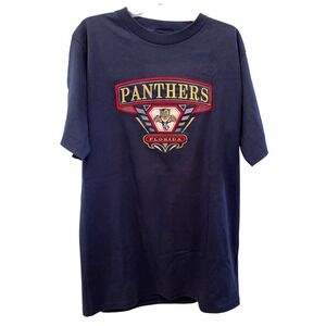 Vintage Florida Panthers NHL T-Shirt Midwest Embroidery Navy Blue Mens Large USA